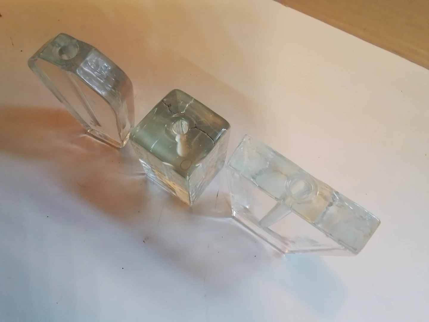 Rare Trio of Mid-Century Modern "Ice Block" Solifleur Art Glass - photo 2