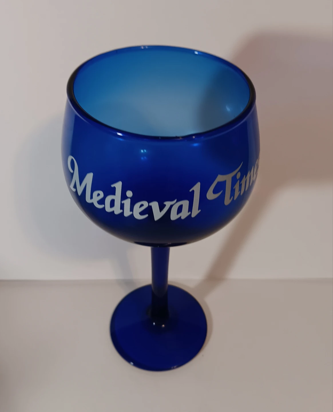 1 Vintage Medieval Times Blue Glass Goblet - photo 2