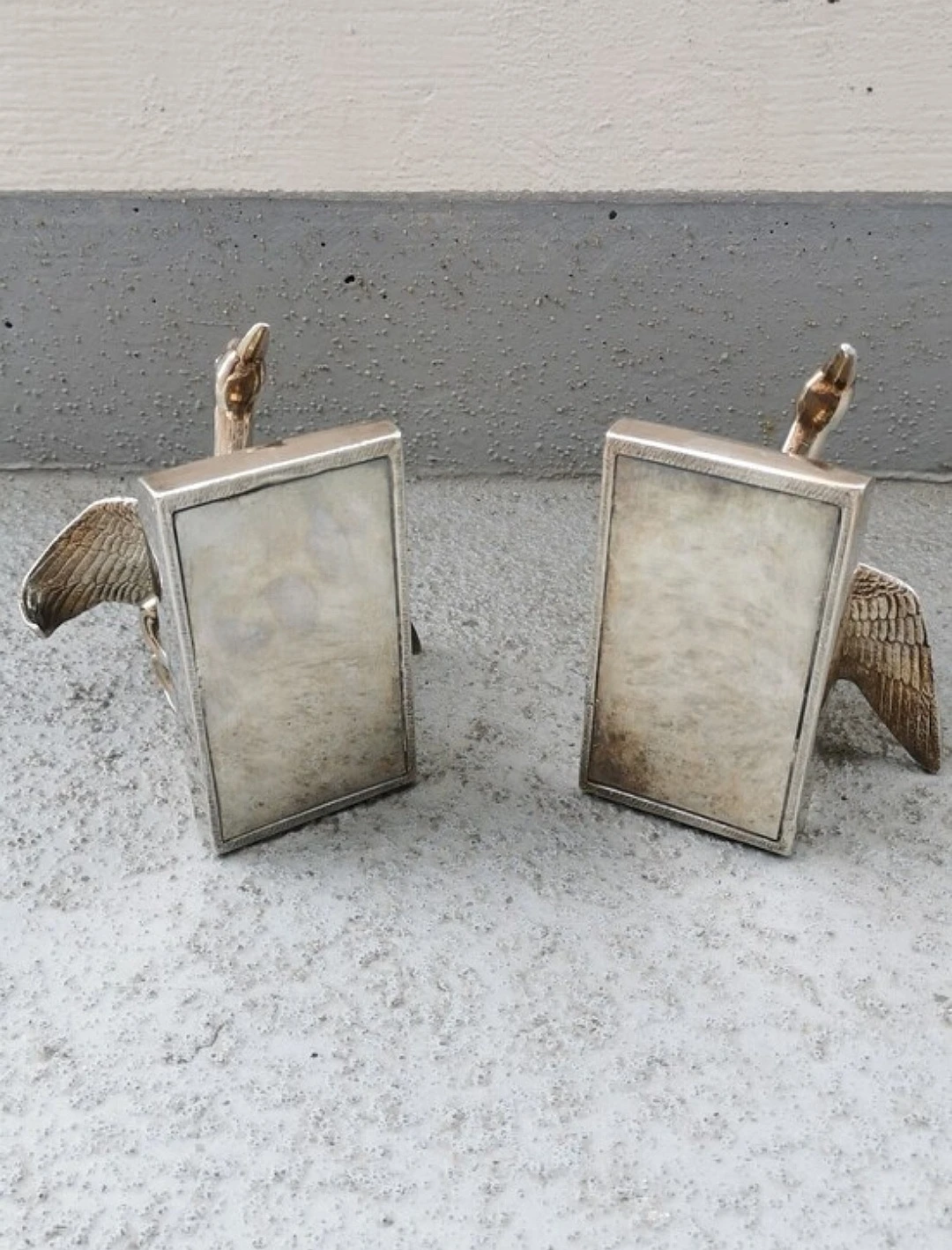 Vintage Silver Plated Goose Bookends Art Deco Shelf Decor Pair - photo 4