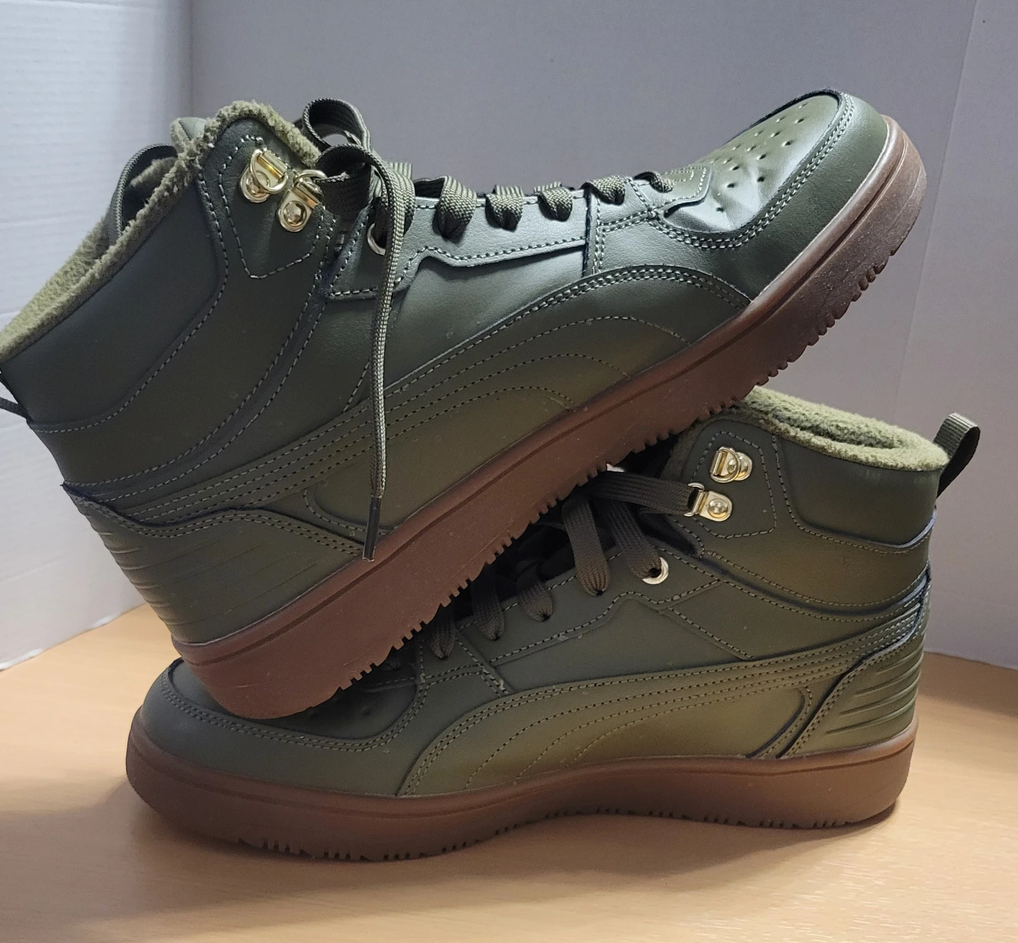 Puma High Top Sneakers - Olive Green Size 10.5 - photo 2