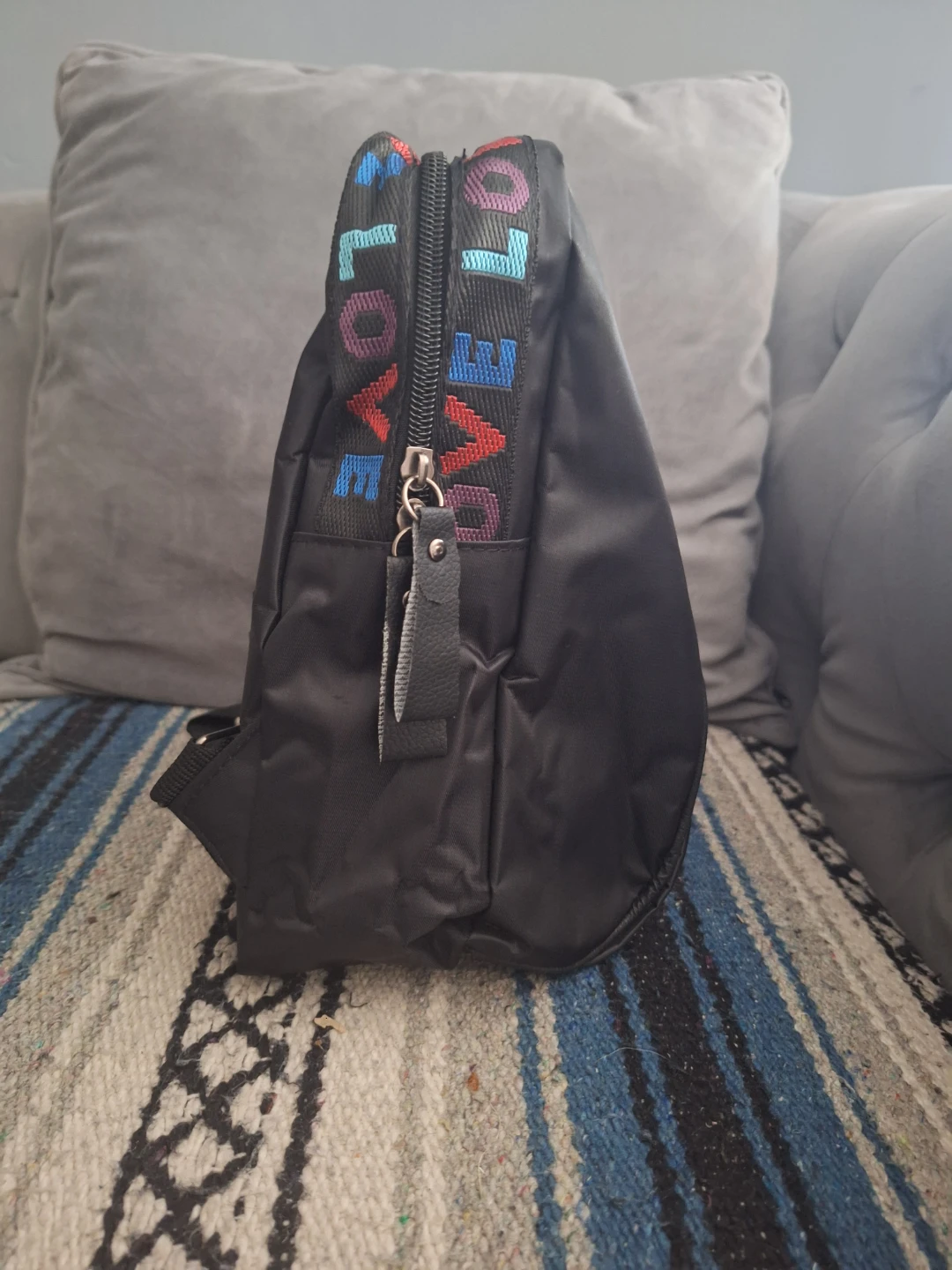 Black Backpack with "LOVE" Strap Detail - photo 2