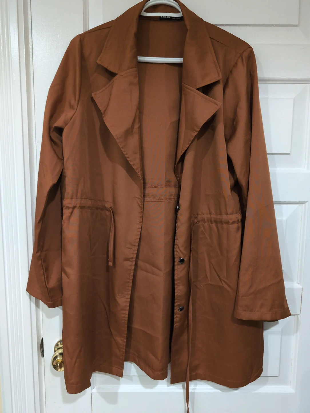 SHEIN Brown Drawstring Waist Jacket