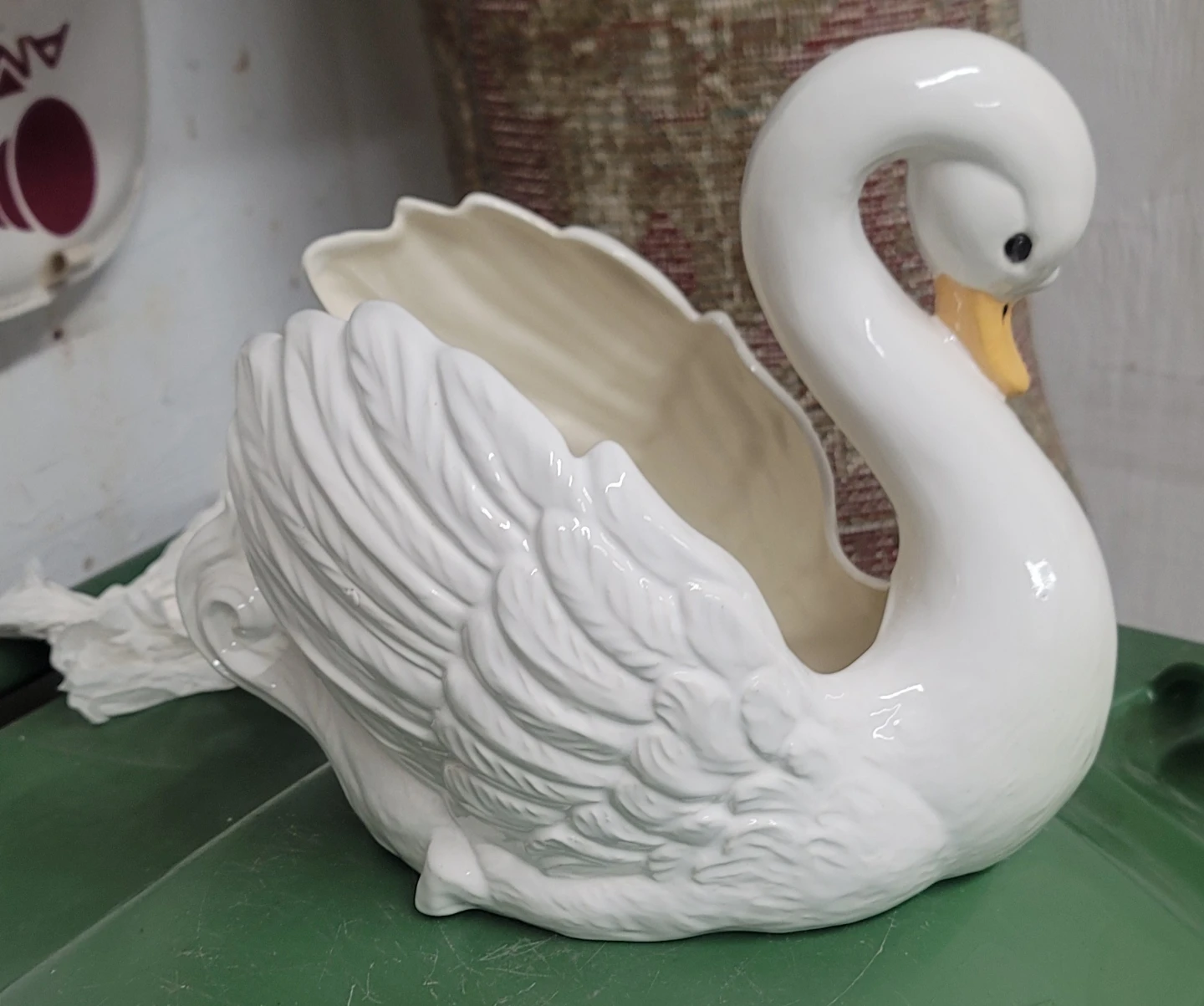 White Ceramic Swan Planter