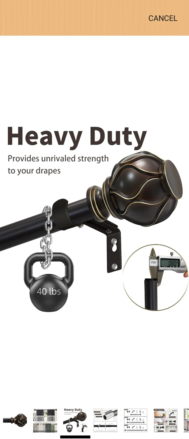 Heavy Duty Curtain Rod - photo 3
