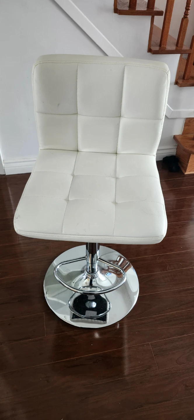 White Adjustable Bar Stool - photo 2