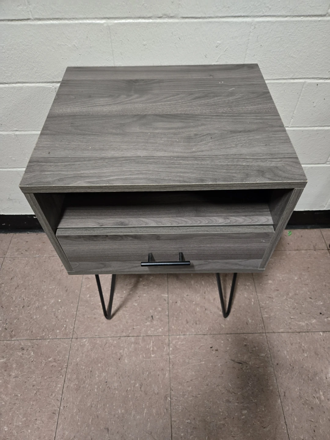 Mid-Century Grey Nightstand Accent Table with Drawer - photo 4