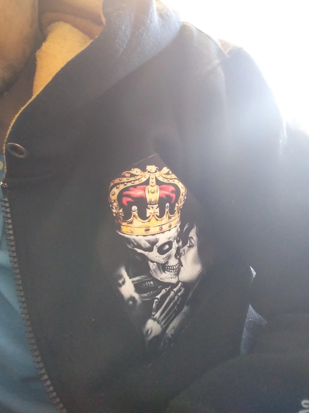 Black Hoodie with Skeleton Crown Graphic