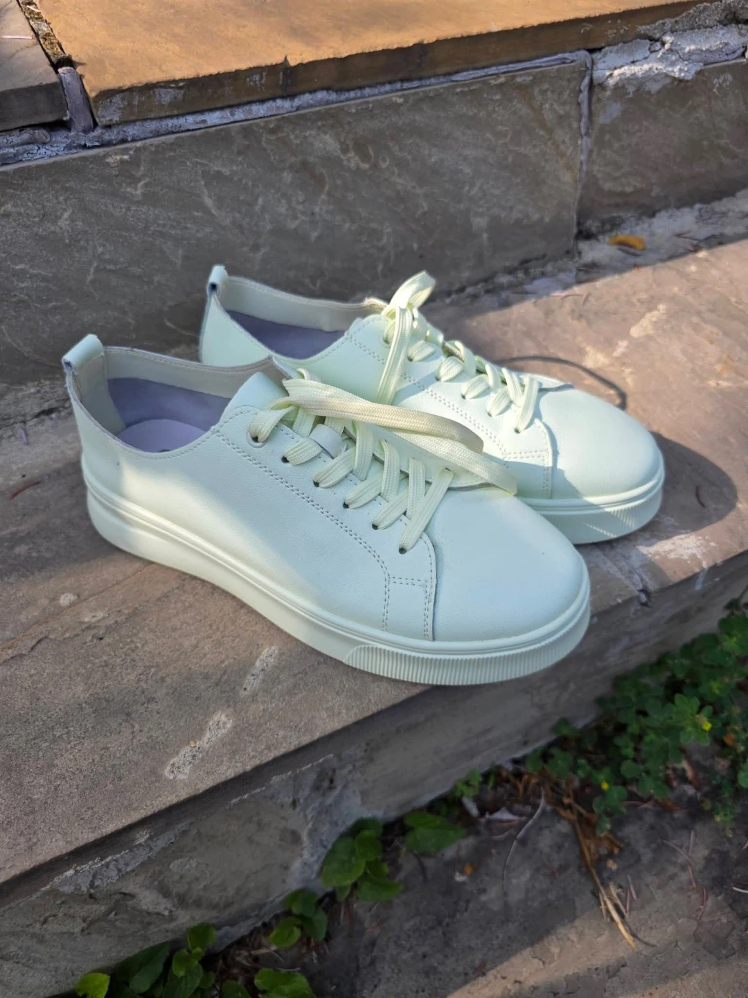 Light Green Low-Top Sneakers leather
