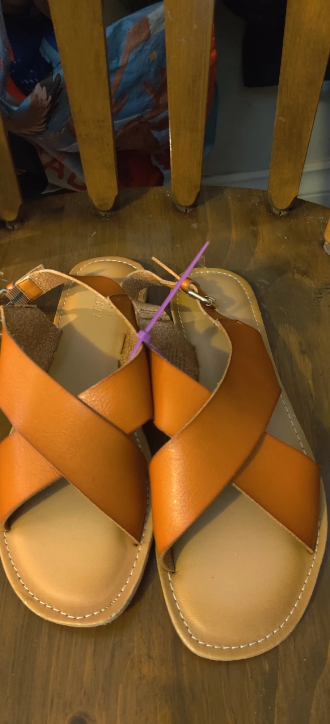 Old Navy Brown Leather Cross-Strap Sandals