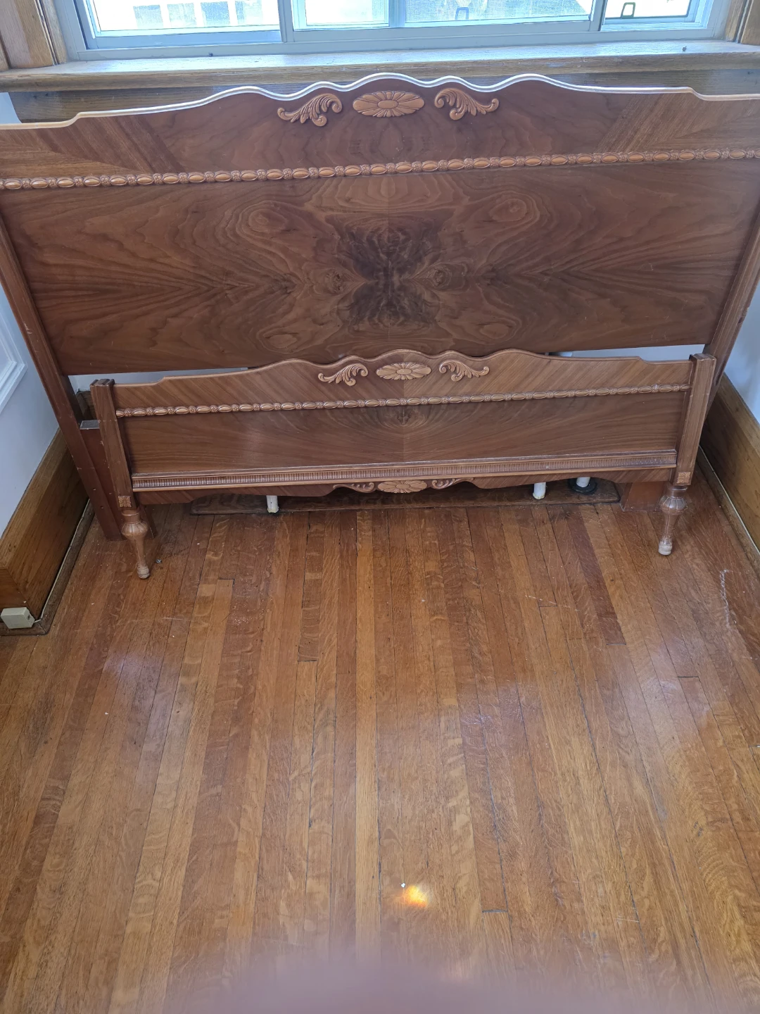Antique headboard and footboard with rails