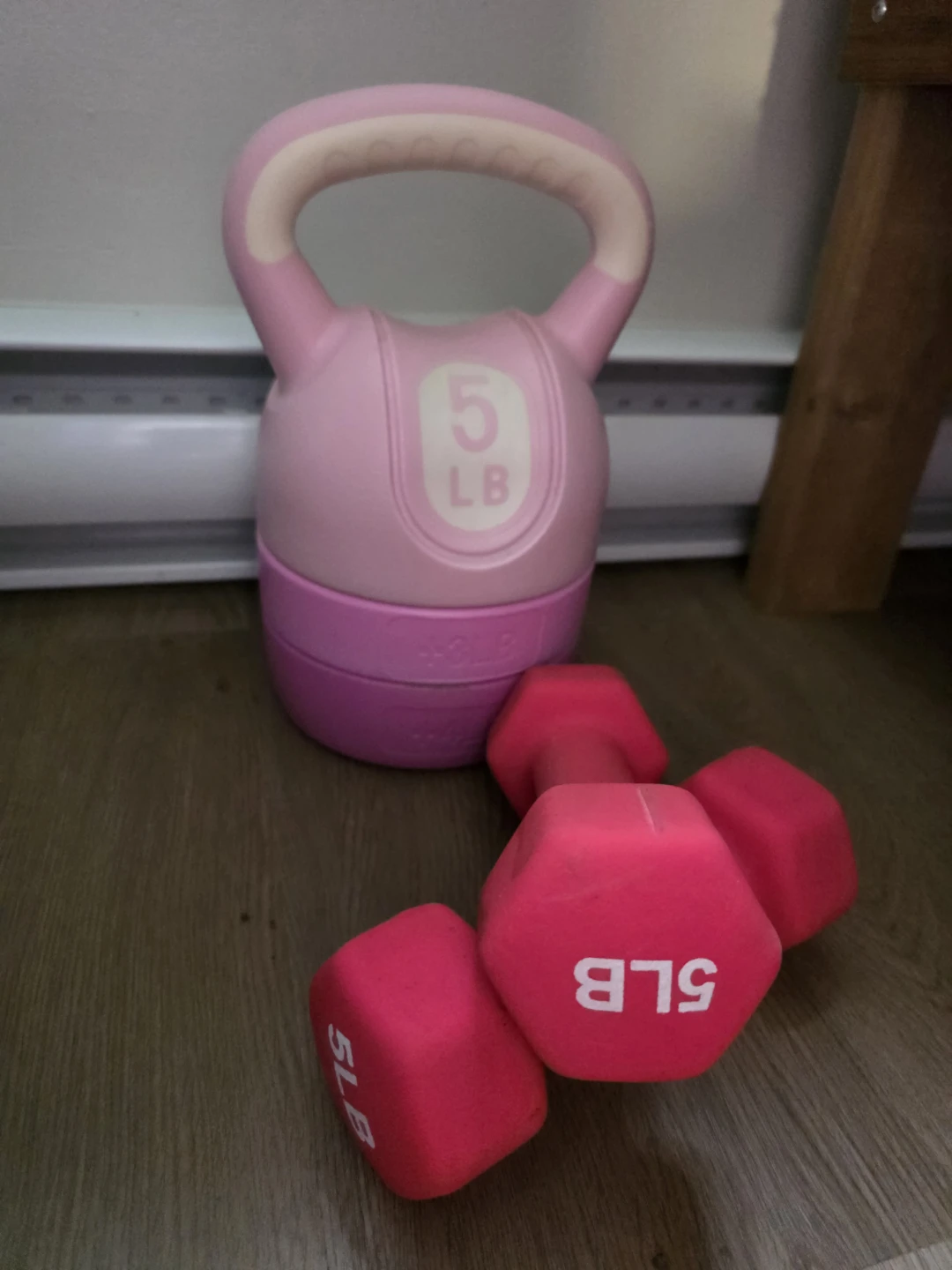 Pink 5 LB Kettlebell and Dumbbells Set