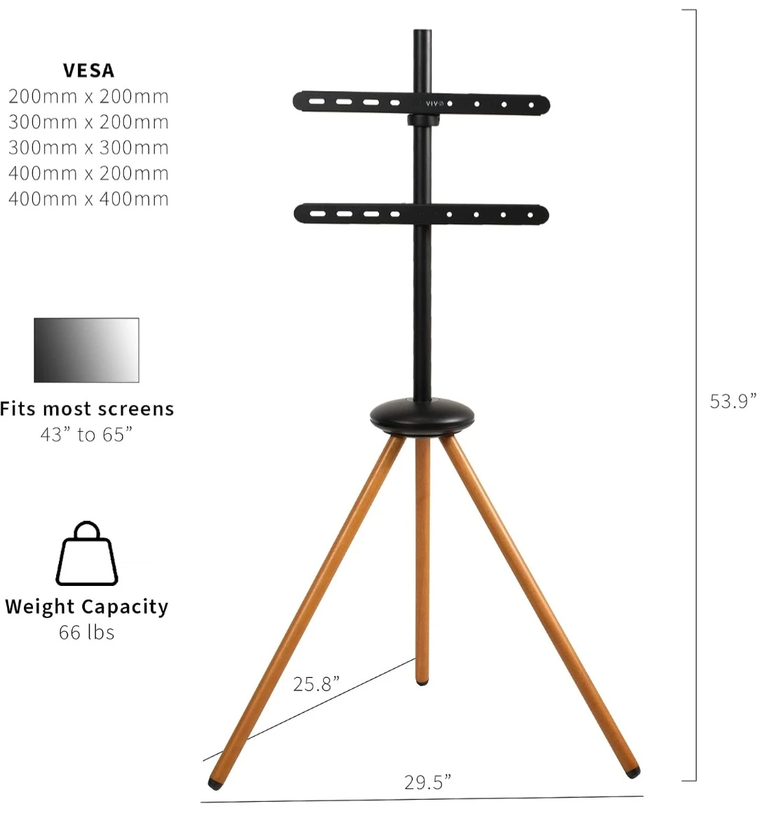 Tripod TV Stand for 43"-65" TV Screen