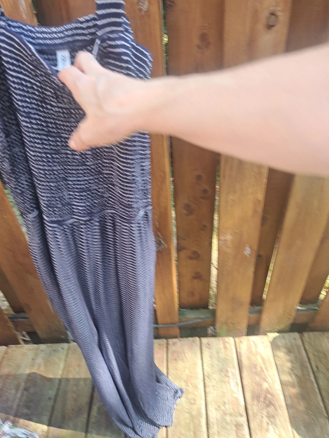 ZENANA Blue & White Striped Maxi jumpsuit - XL