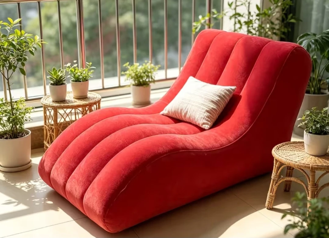 Red Inflatable Chaise Lounge Chair