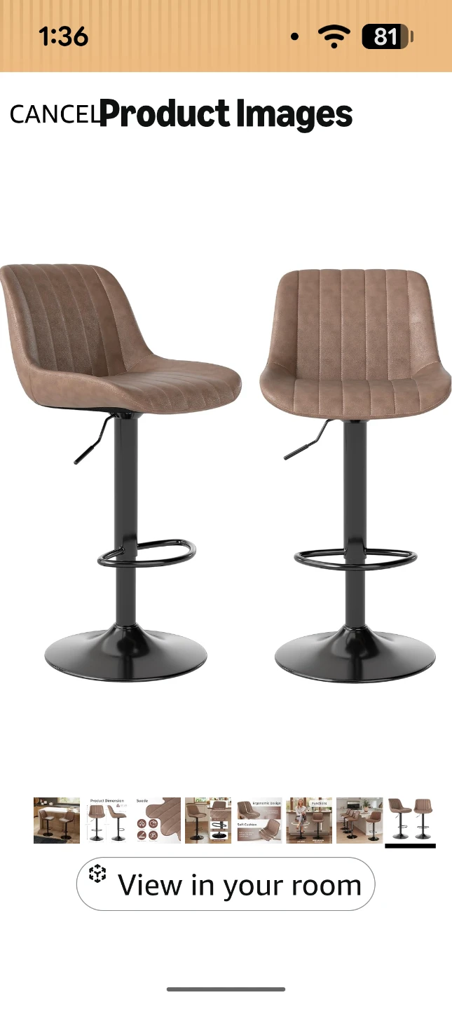 Moving out sale-Set of 2 Grey Faux Leather Bar Stools - photo 3
