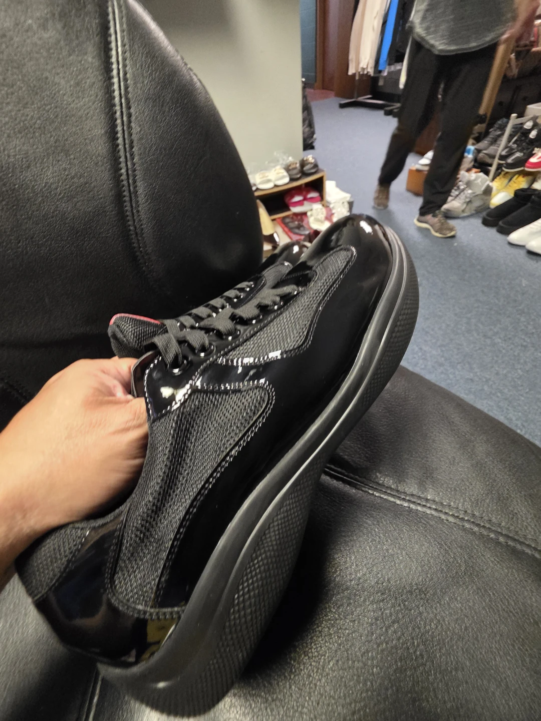 Prada Black Patent Leather & Nylon Sneakers - photo 4
