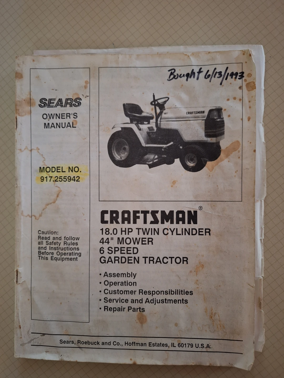 1993 Craftsman Garden Tractor  Mower & Dozer Blade - photo 3