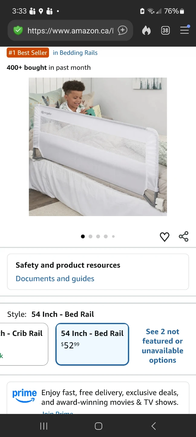 Regalo Swing Down Bed Rail - 54" Long - photo 2
