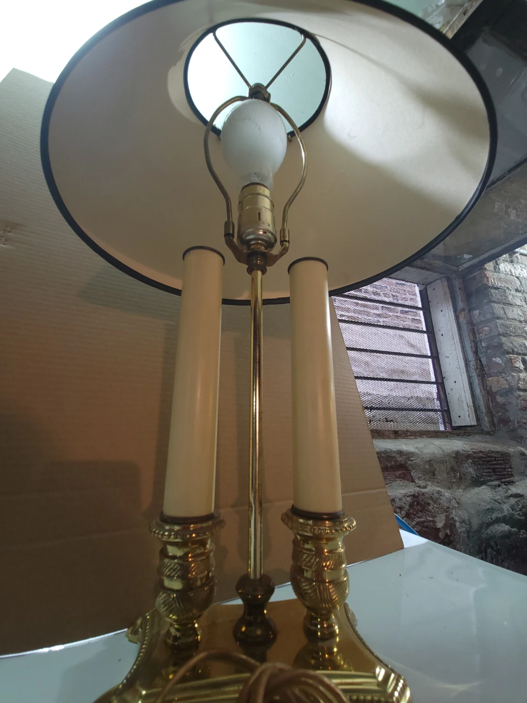 Vintage Brass 2-Light Bouillotte Candlestick Lamp - photo 3