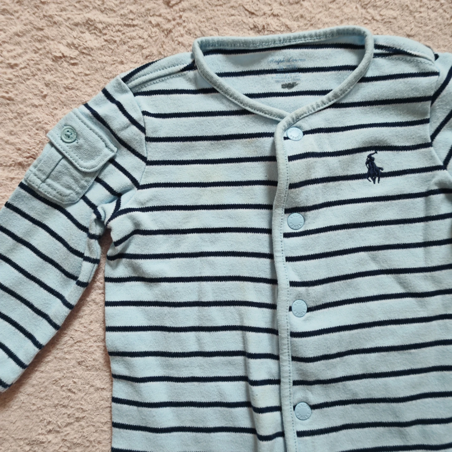Ralph Lauren Baby Blue Striped Footed Pajamas - photo 5