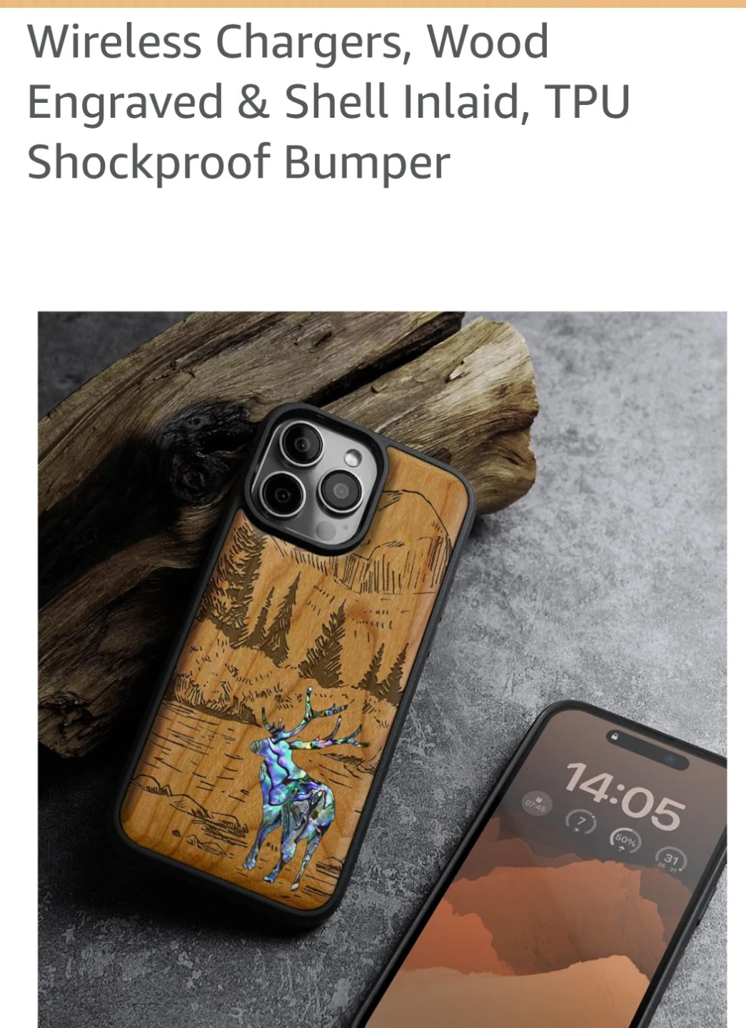 Brand new iPhone 16 Pro Max Case - Wood Engraved Deer Design