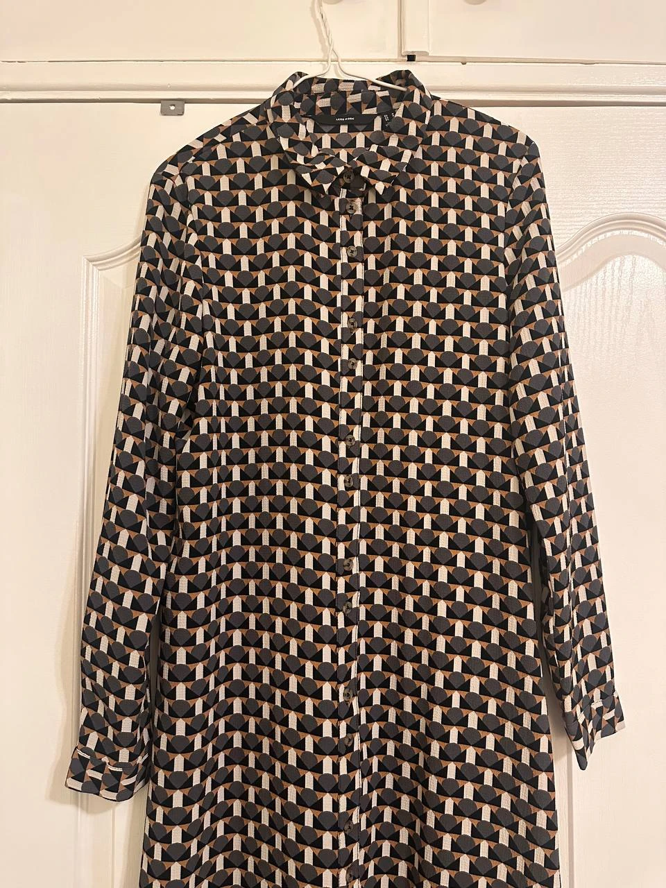 Vero Moda Geometric Print Button-Up Midi Shirt Dress - photo 4