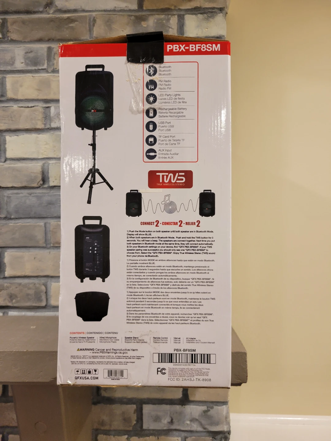 QFX PBX-BF8SM 8" Bluetooth Party Speaker with Microphone & Stand - photo 2