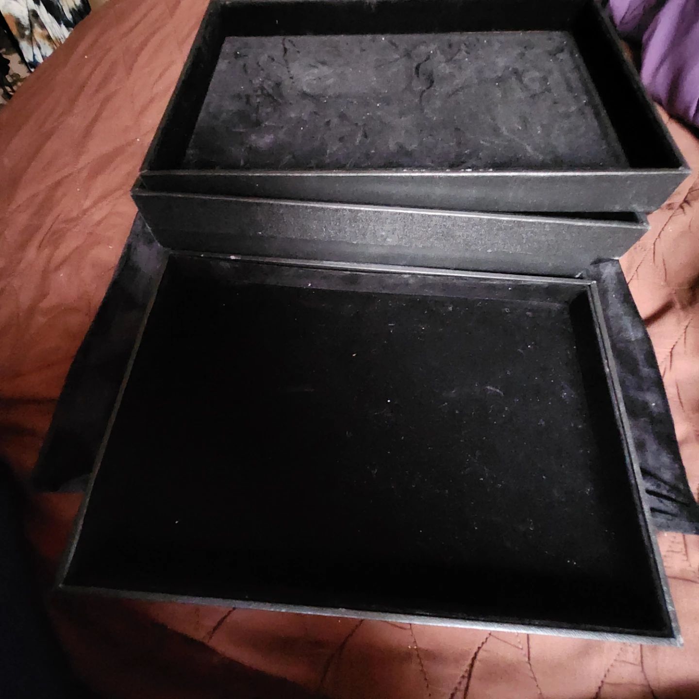 5pc Set of Black Velvet Organizer Trays