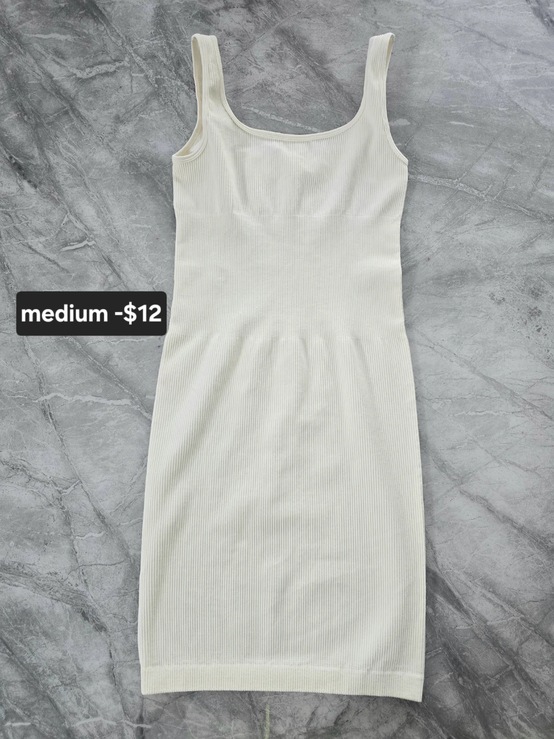 Cream ribbed knit sleeveless midi dress - photo 3