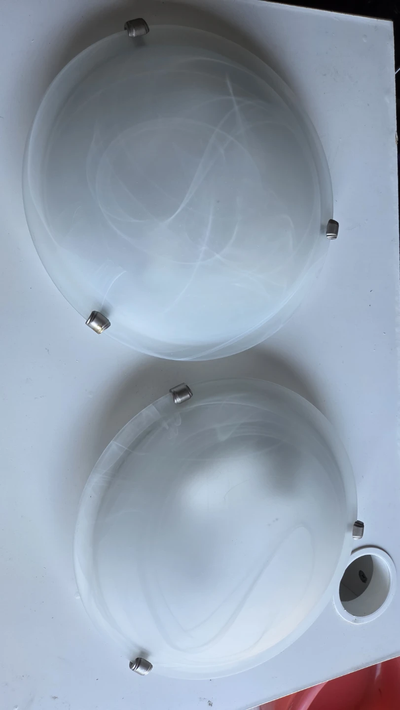Two Frosted Glass Dome Ceiling Light Fixtures