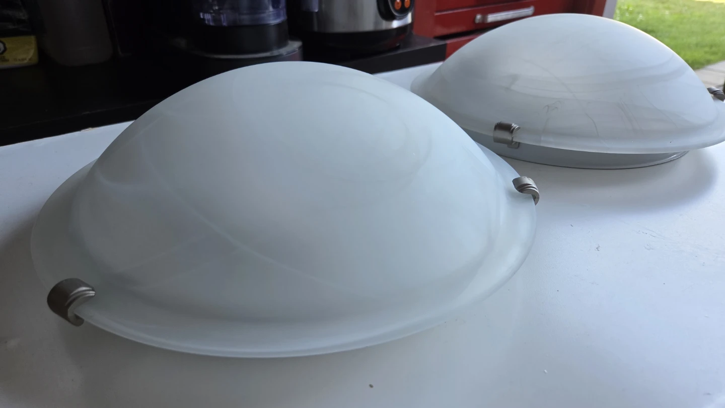 Two Frosted Glass Dome Ceiling Light Fixtures - photo 2