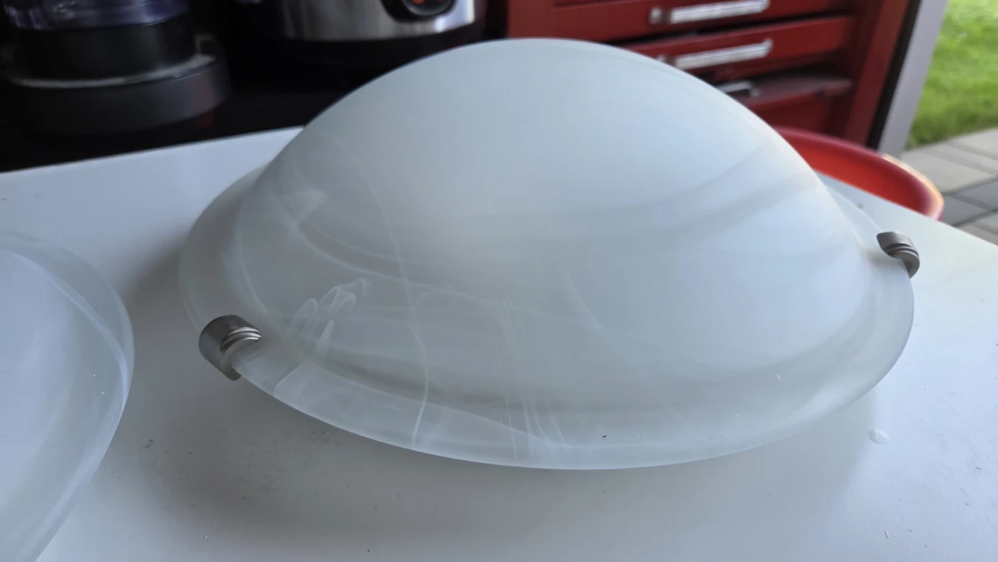 Two Frosted Glass Dome Ceiling Light Fixtures - photo 3