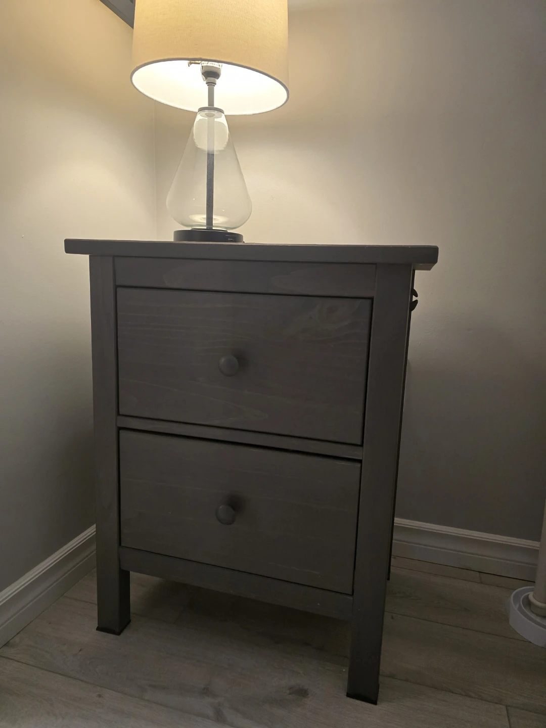 Grey 2-Drawer Nightstand