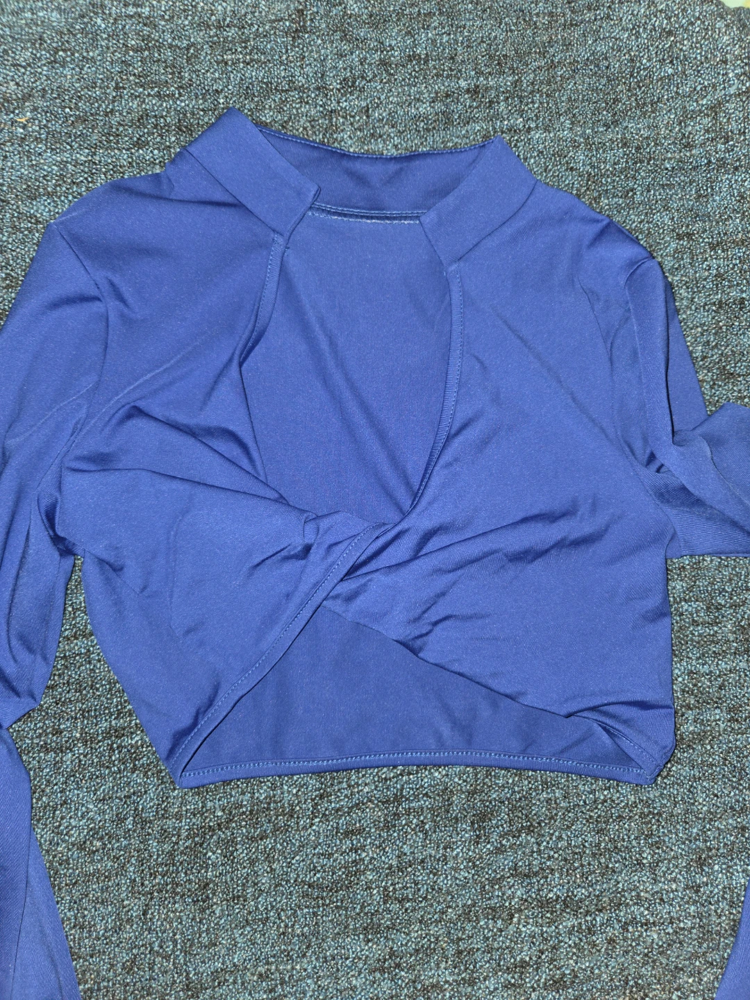 Blue Twist Front Crop Top