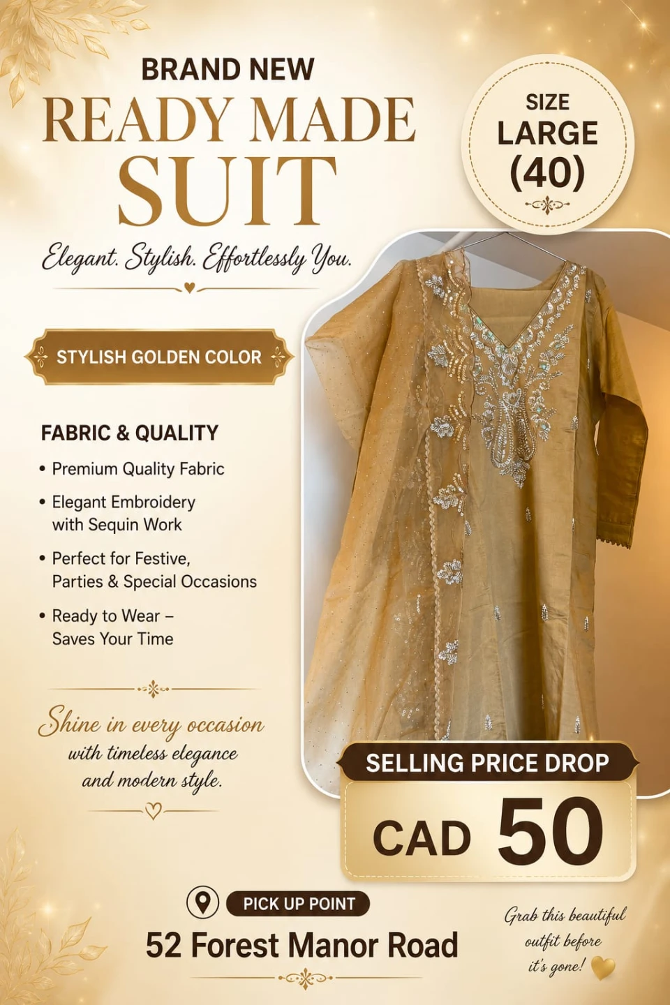 Brand New Ready Made Suit - Size Large (40)