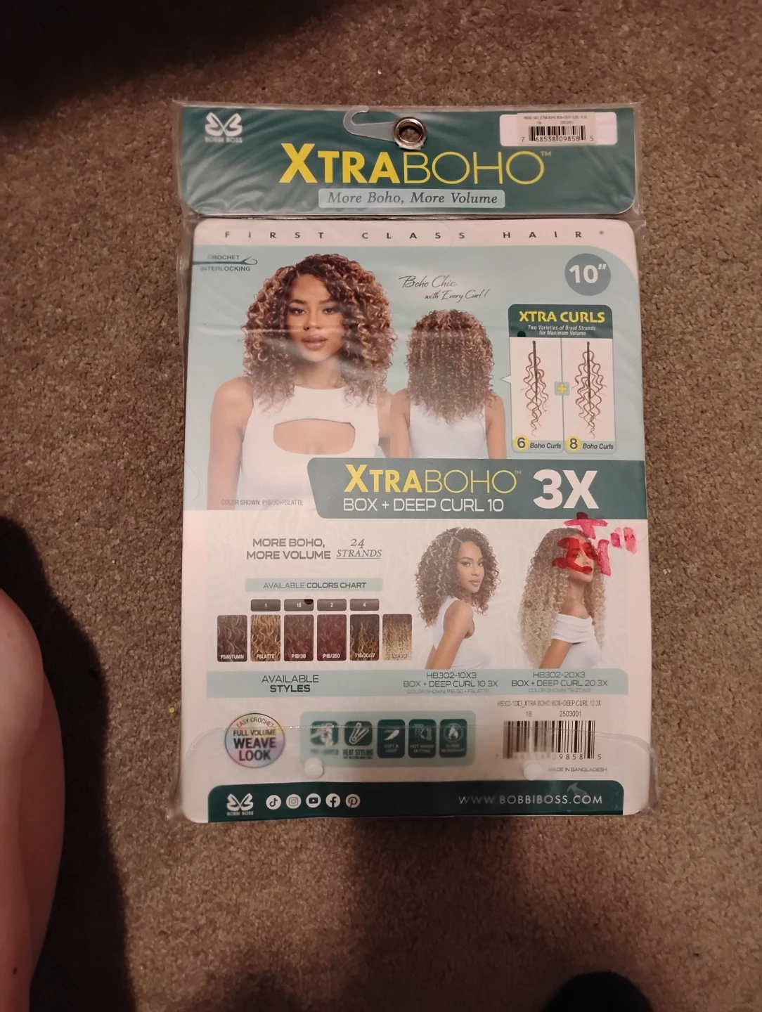 Bobbi Boss Xtra Boho 3X Box + Deep Curl 10" Crochet Hair - photo 4