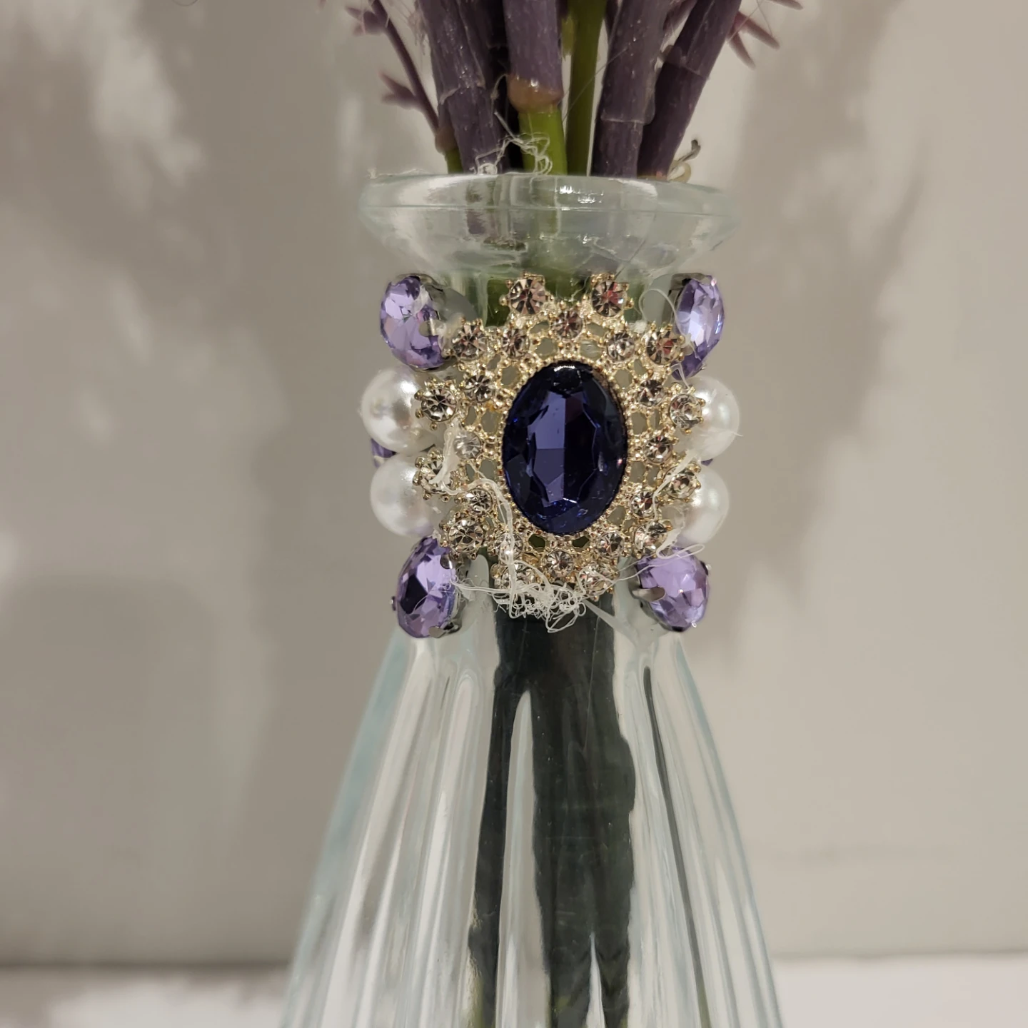 Decorative Glass Vase with Faux Flowers - photo 2