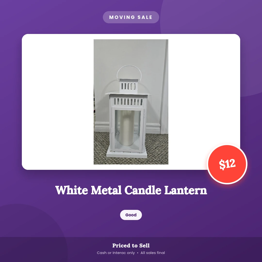 White Metal Candle Lantern