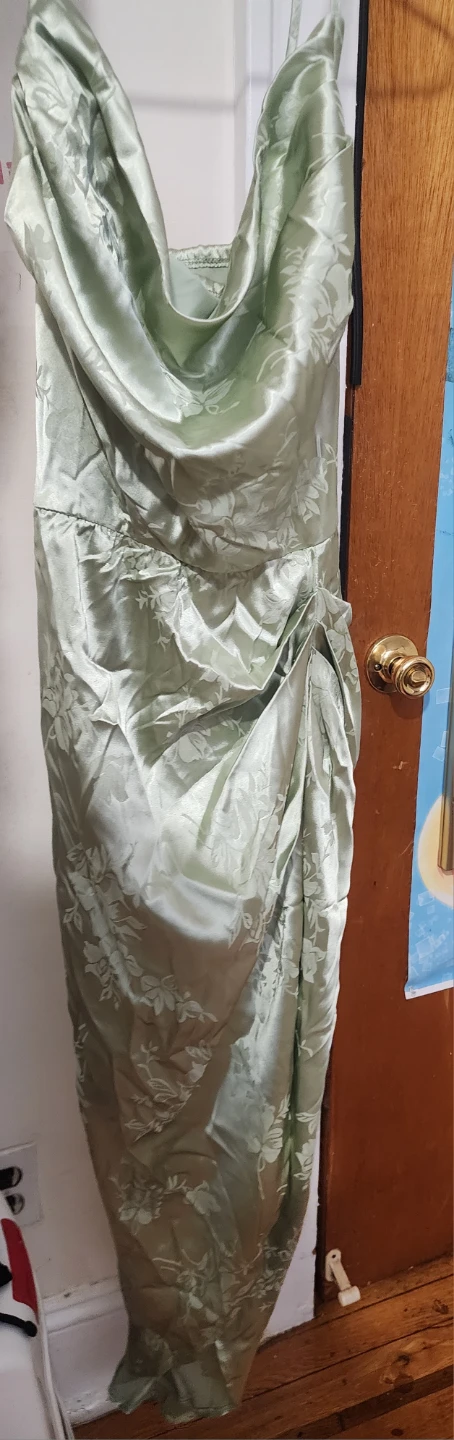 SHEIN CURVE Mint Green Ruched Satin Dress - photo 5
