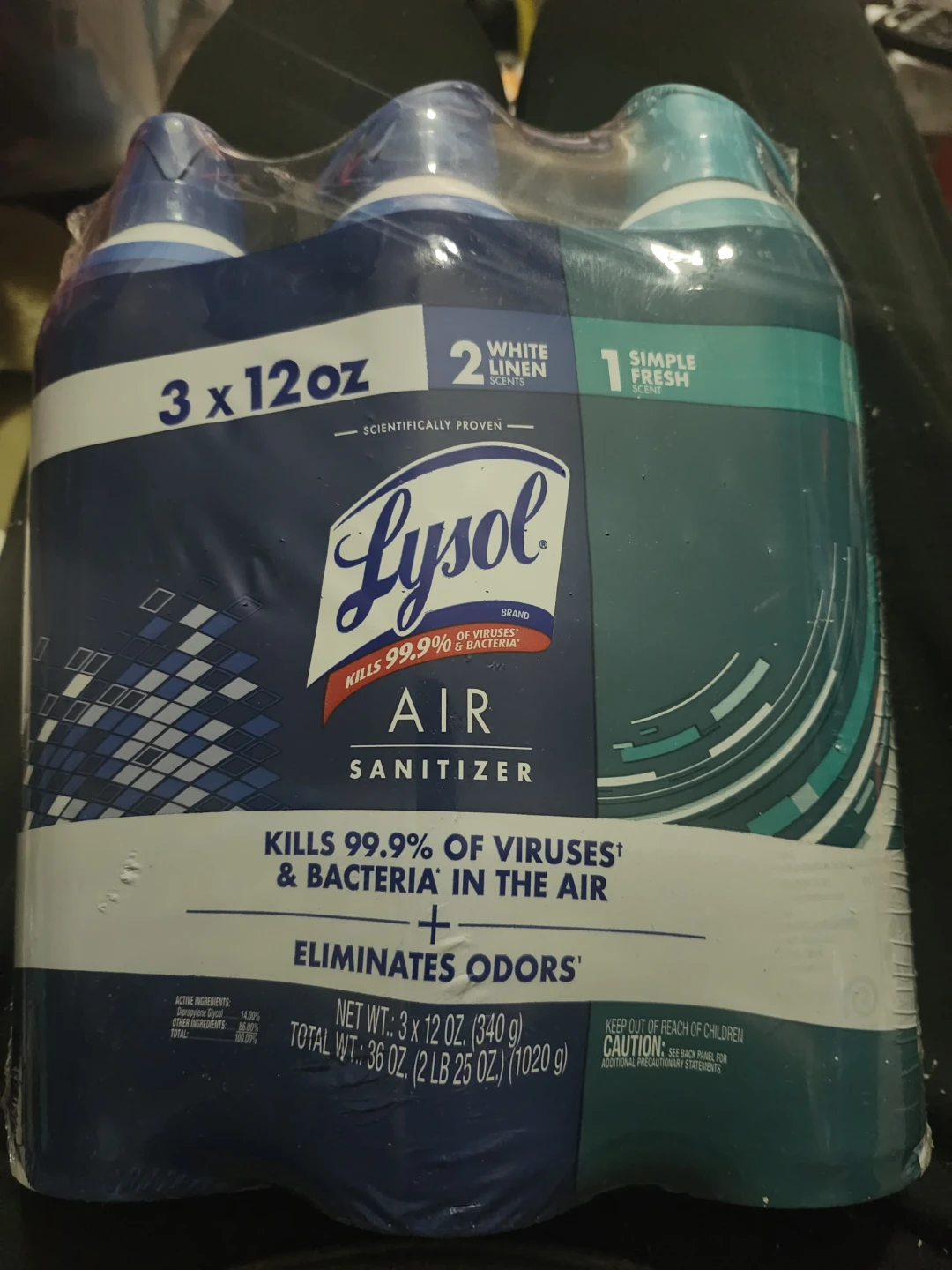 Lysol Air Sanitizer, 3 x 12oz, White Linen & Simple Fresh Scents