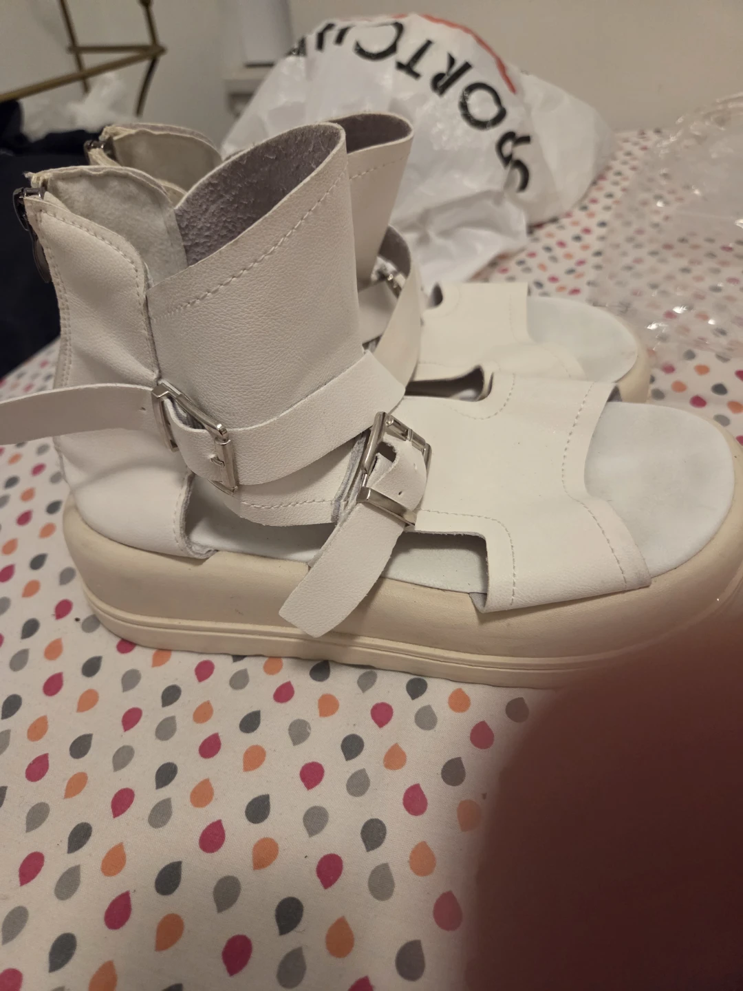White Gladiator Platform Sandals - photo 5