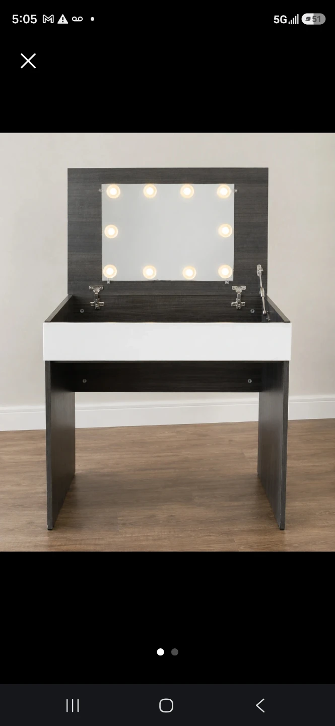 Vanity Desk with Lighted Mirror and Rolling Chair - photo 2