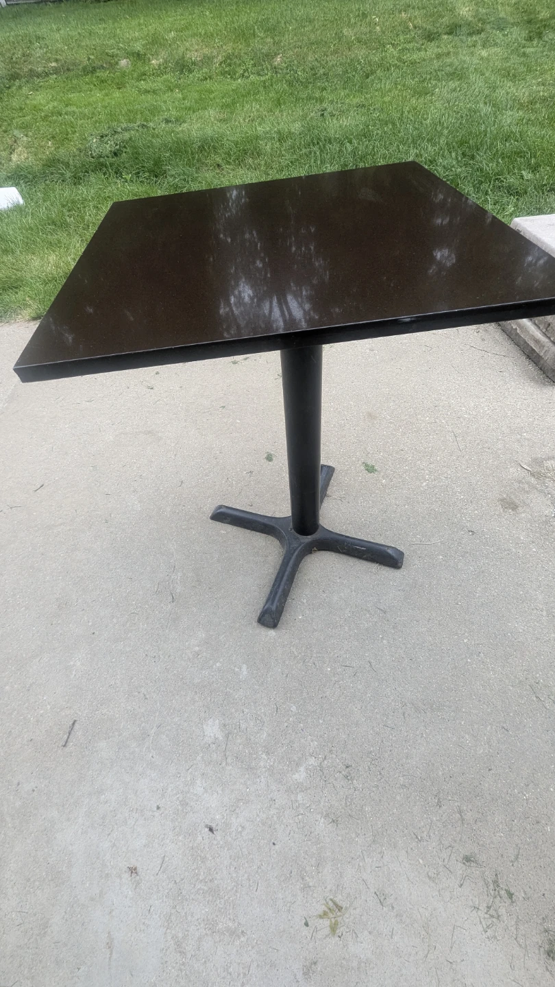 Square Top Table with Bases and Wood Chairs