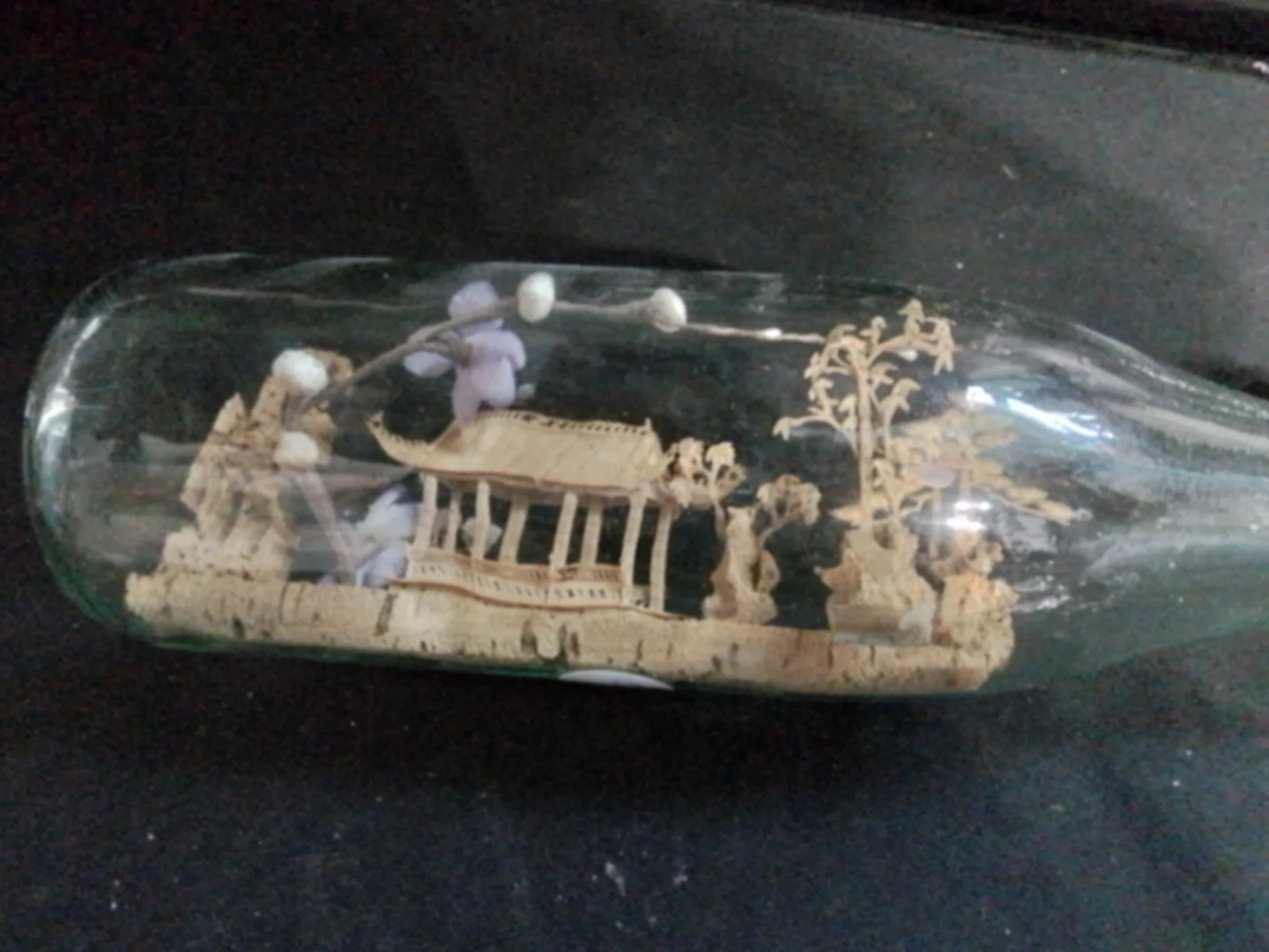 Vintage Chinese Cork Carving Diorama in Glass Bottle - photo 2
