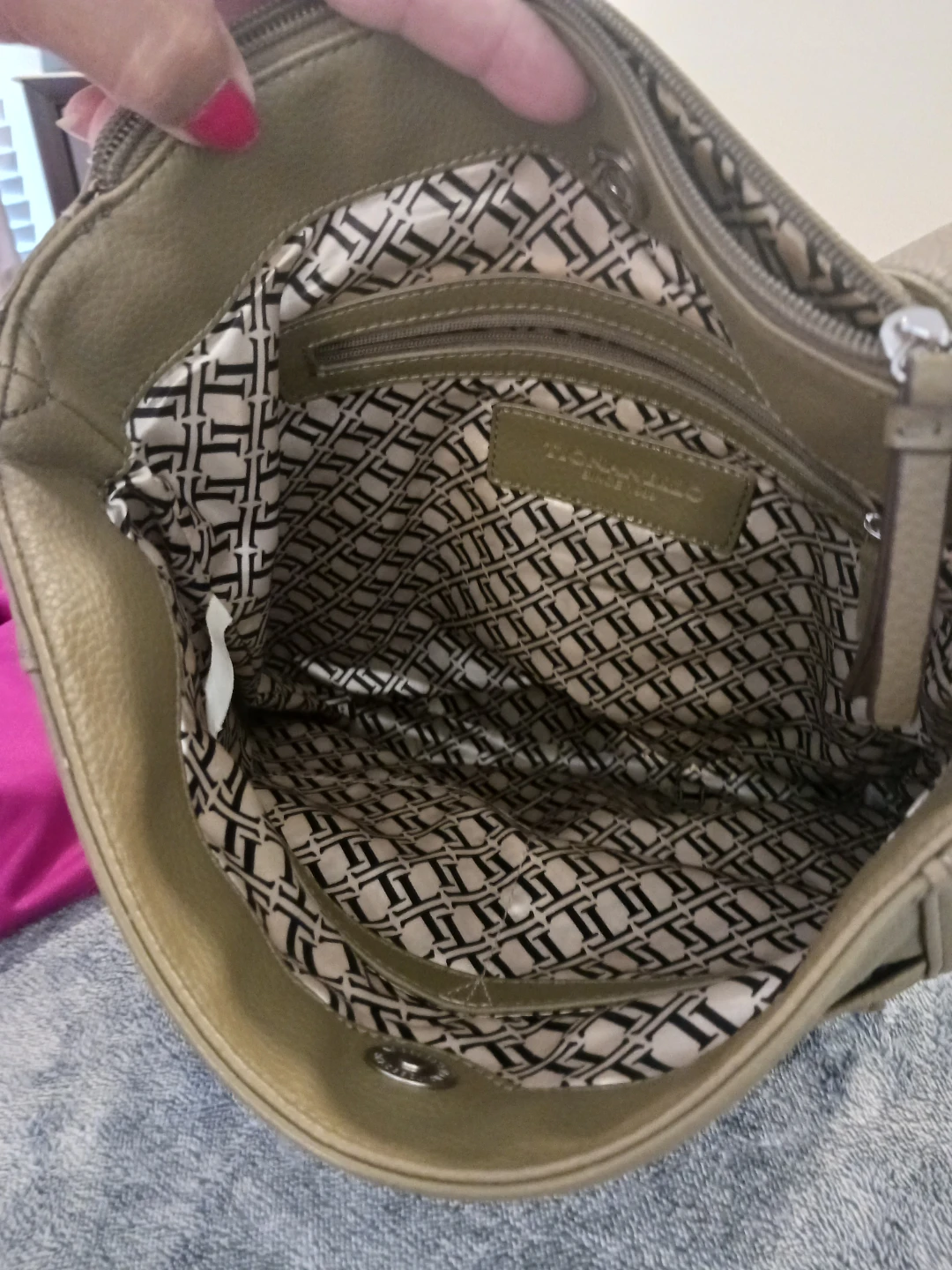 Tignanello Olive Green Leather Shoulder Bag - photo 2
