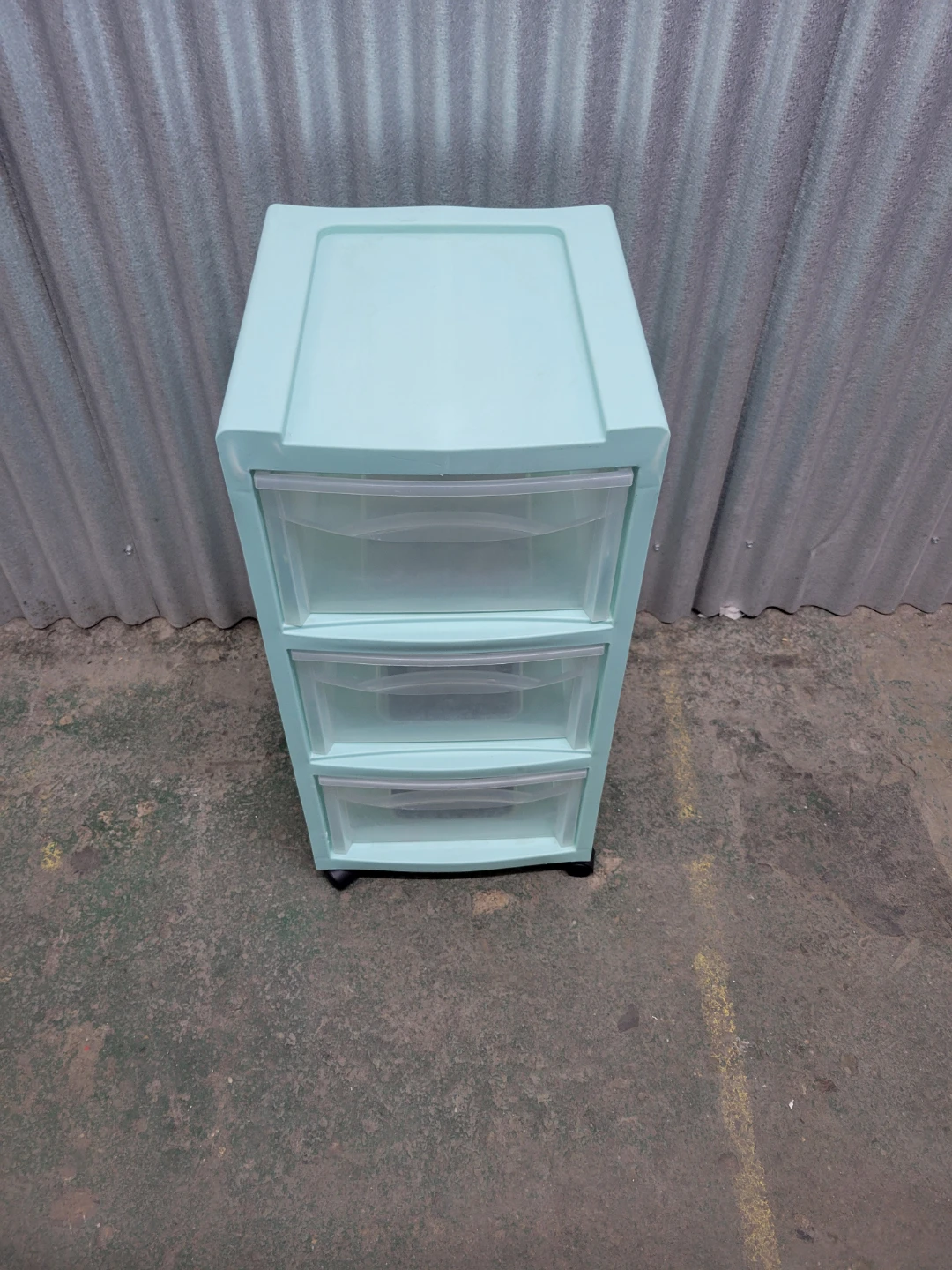 Light Blue 3-Drawer Plastic Storage Cart with wheels