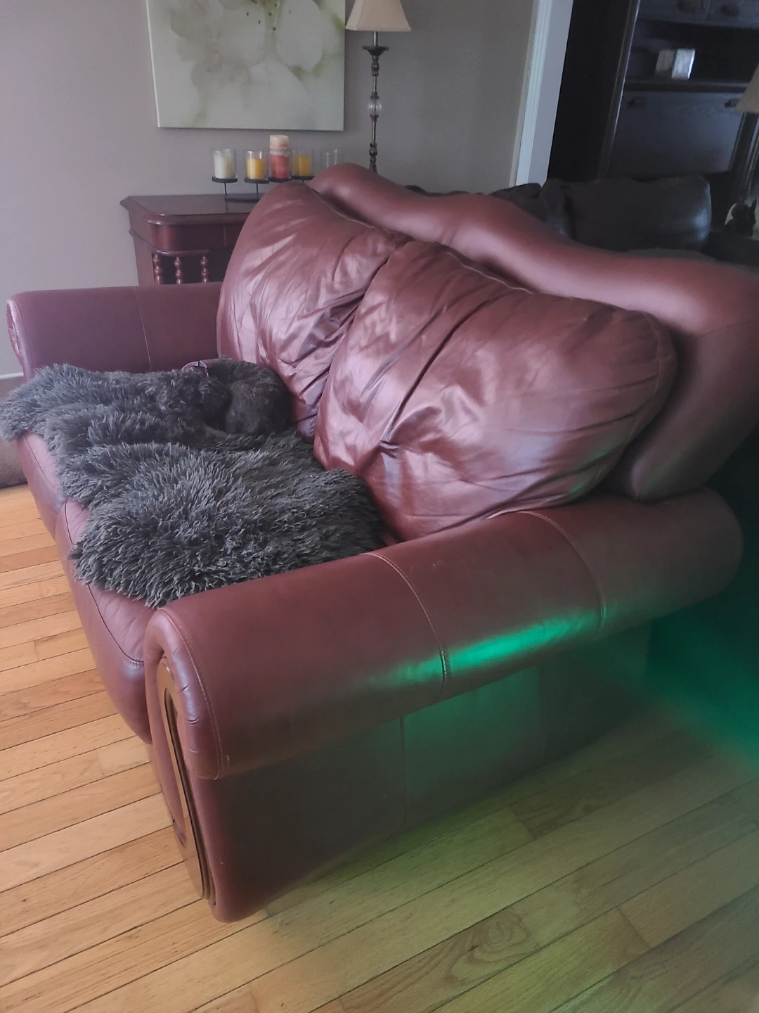 Genuine Brown Leather Loveseat + otoman - photo 2