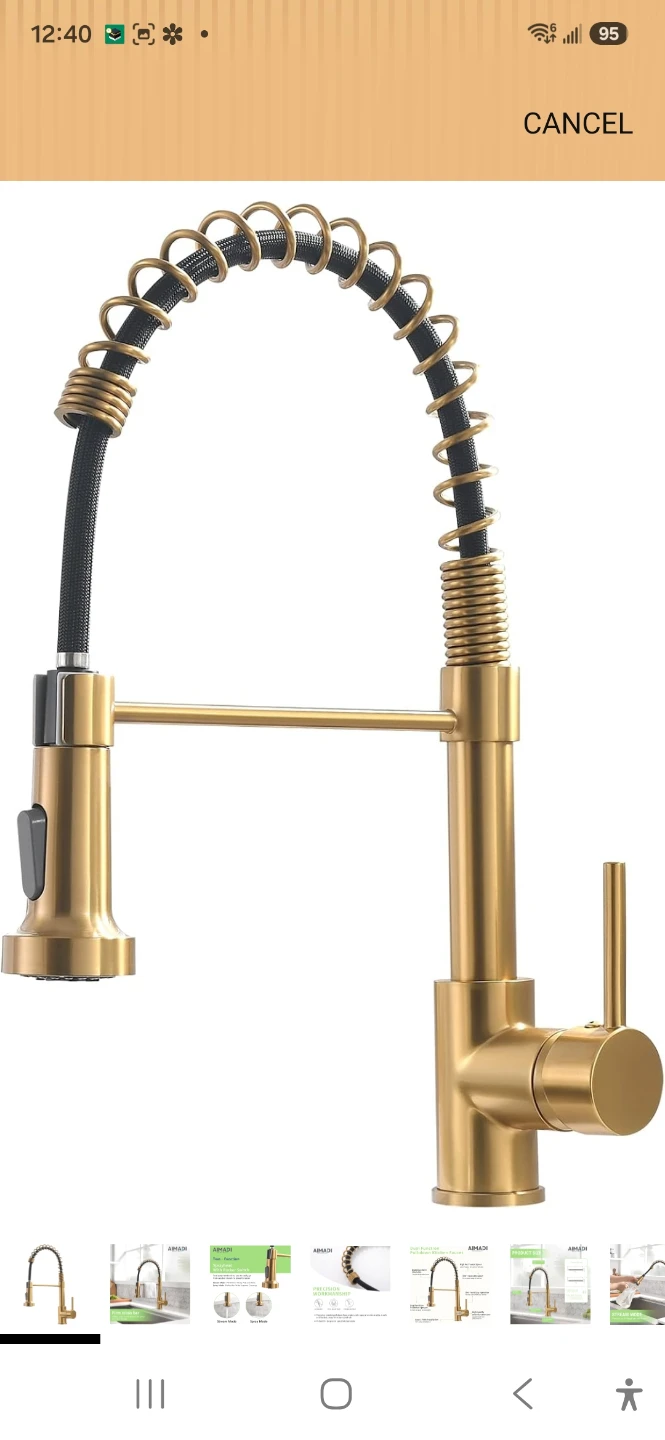 AIMADI Brushed Gold Kitchen Faucet with Pull Down Sprayer
