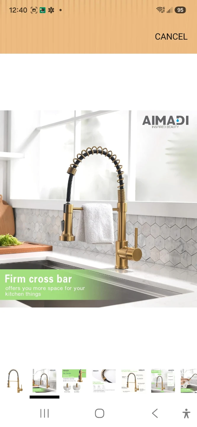 AIMADI Brushed Gold Kitchen Faucet with Pull Down Sprayer - photo 2