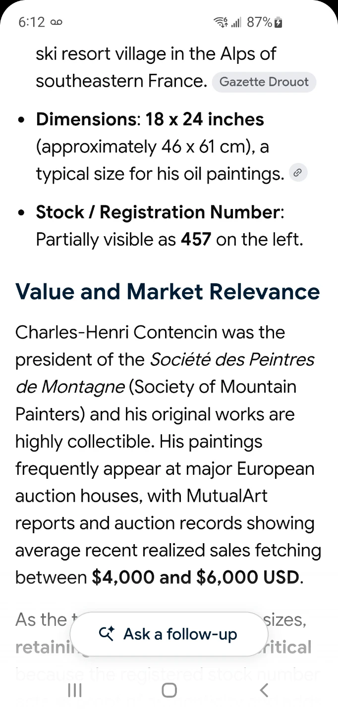 Contencin "Environ de Megève" Oil Painting 18x24 - photo 5